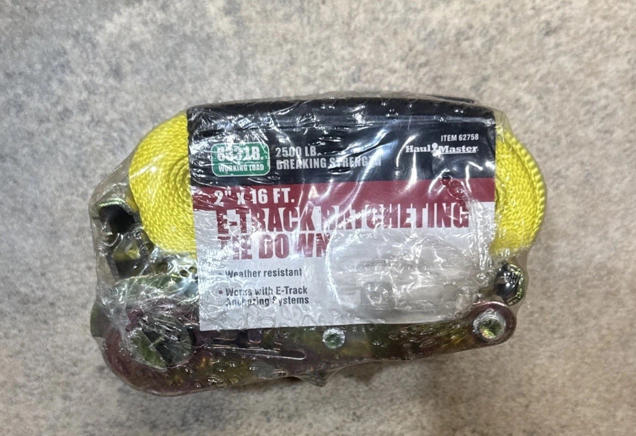 New E-Track Ratcheting Tie Down 2"x16' Haul Master 2500lb Fail Load 62758 gallery