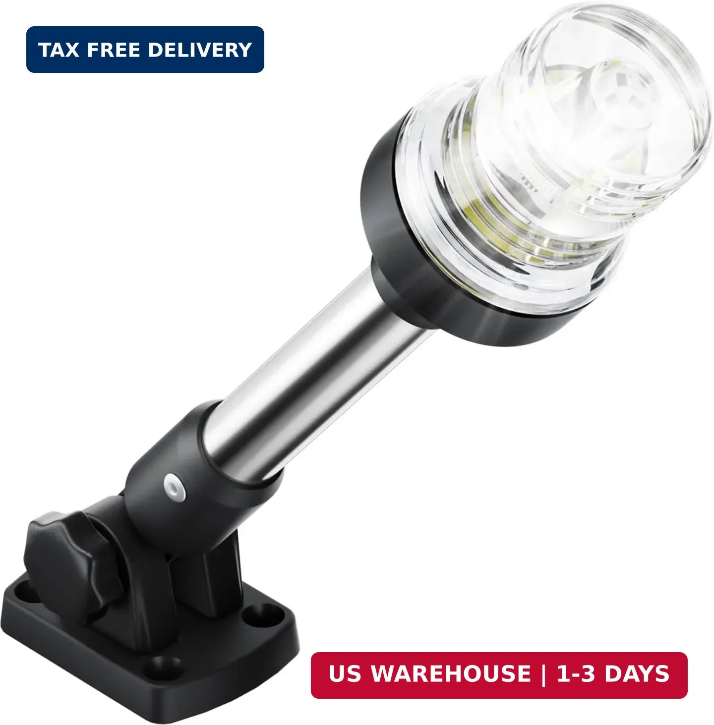 9 Inches Anchor Light Stern Light, Waterproof IP67 White Fold Down Back Navigati gallery