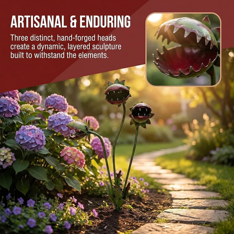 Unique Metal Venus Flytrap Outdoor Decor, Funny Monster Plant Gift for Garden gallery