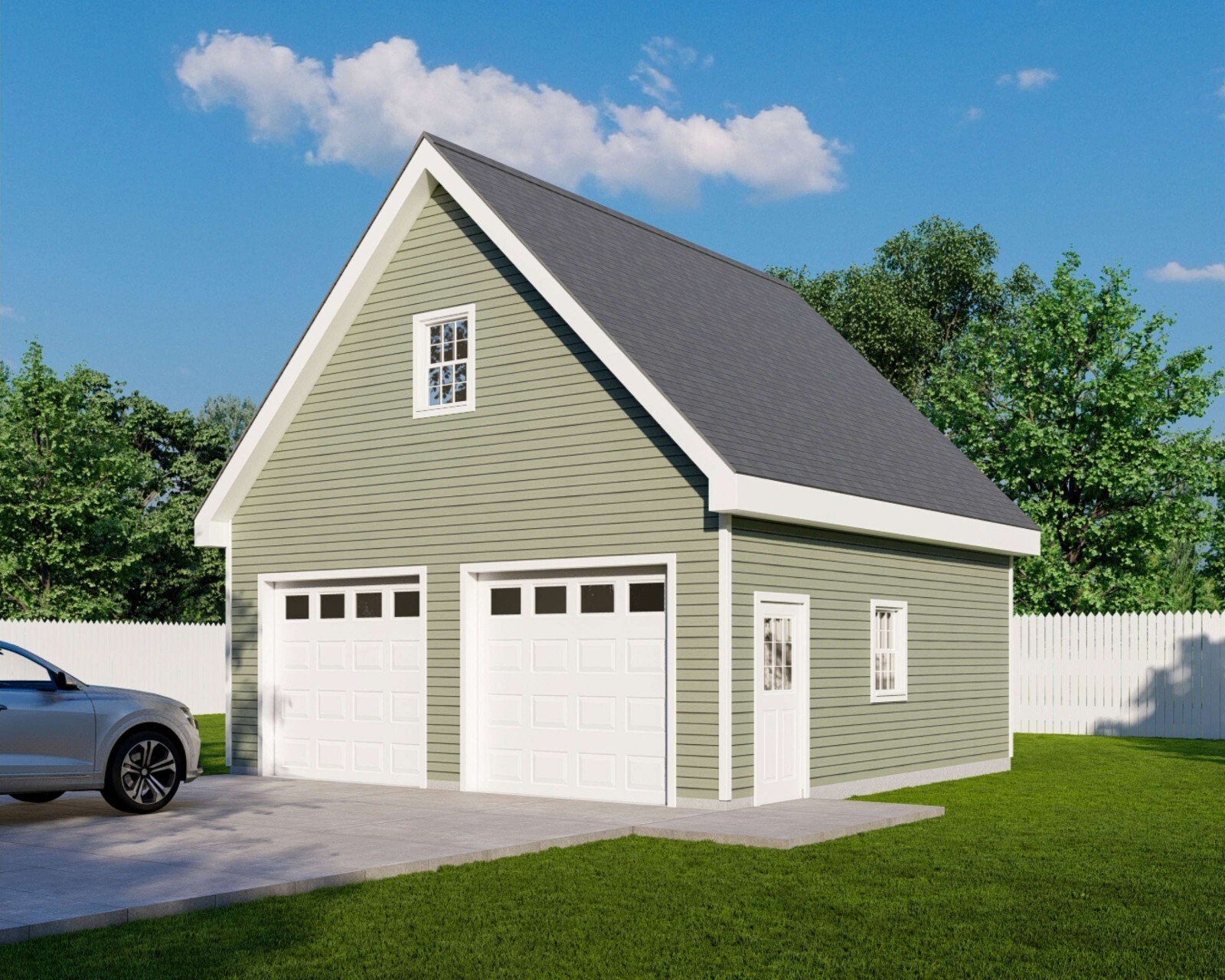 24' x 24' Two Car Garage, Detached Garage, 576 Sq Ft, 9 ft Walls, Attic Room gallery
