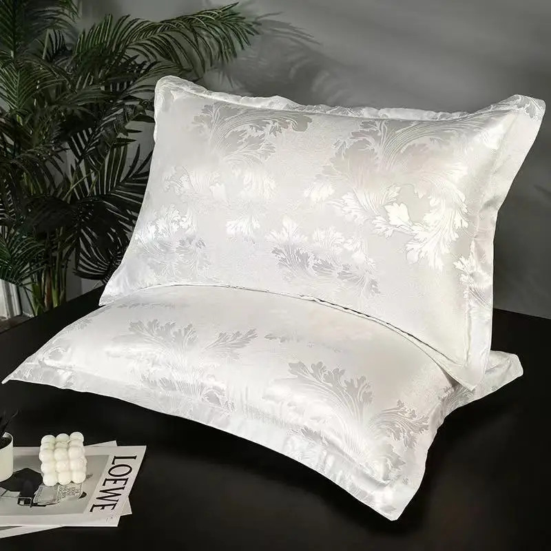 2PC Solid Silk Pillowcases Decorative Luxury Cushion Cover Envelope Style Hair S gallery