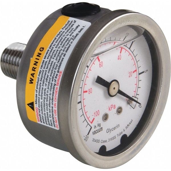 Vacuum Gauge, Liquid Filled, 2 In, 4Cfn6 gallery