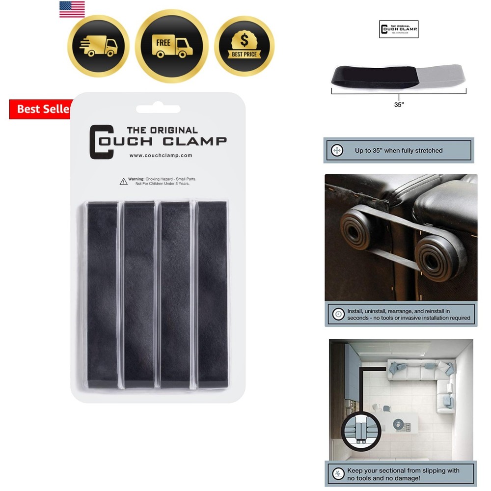 Sectional Connectors 4 Pack – Keep Cushions from Sliding, Easy Install Straps...