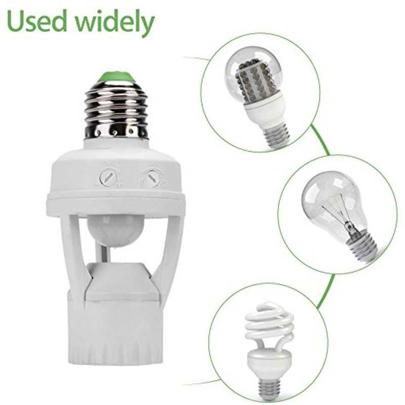 Screw-In Motion Activated Sensor Light Bulb Control Socket Adapter Dusk to Dawn gallery
