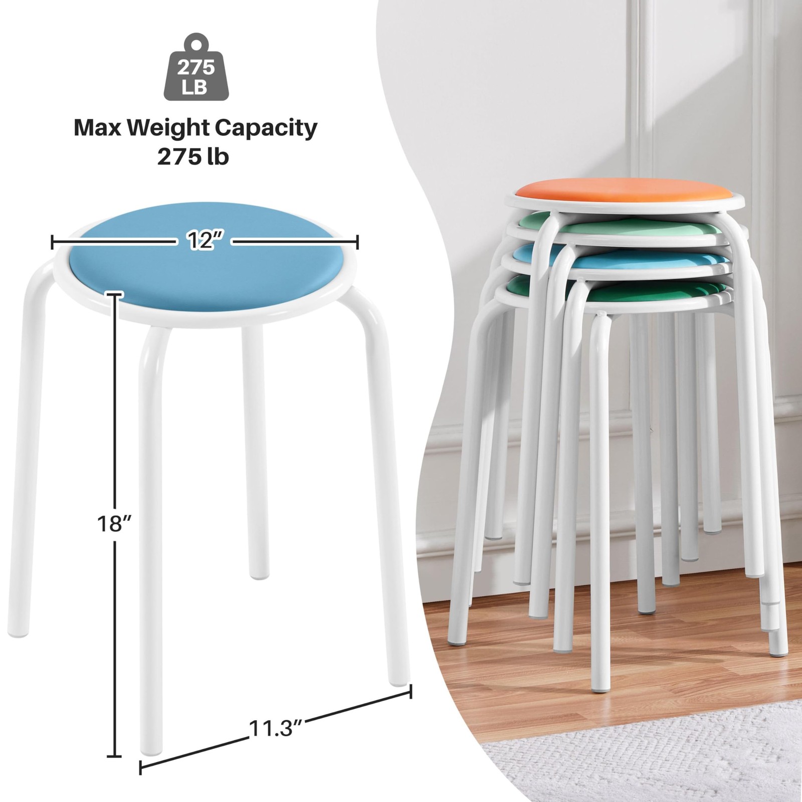 Stackable Stools Metal Leg Stools Backless Stools for Library Kitchen Home, 5Pcs gallery
