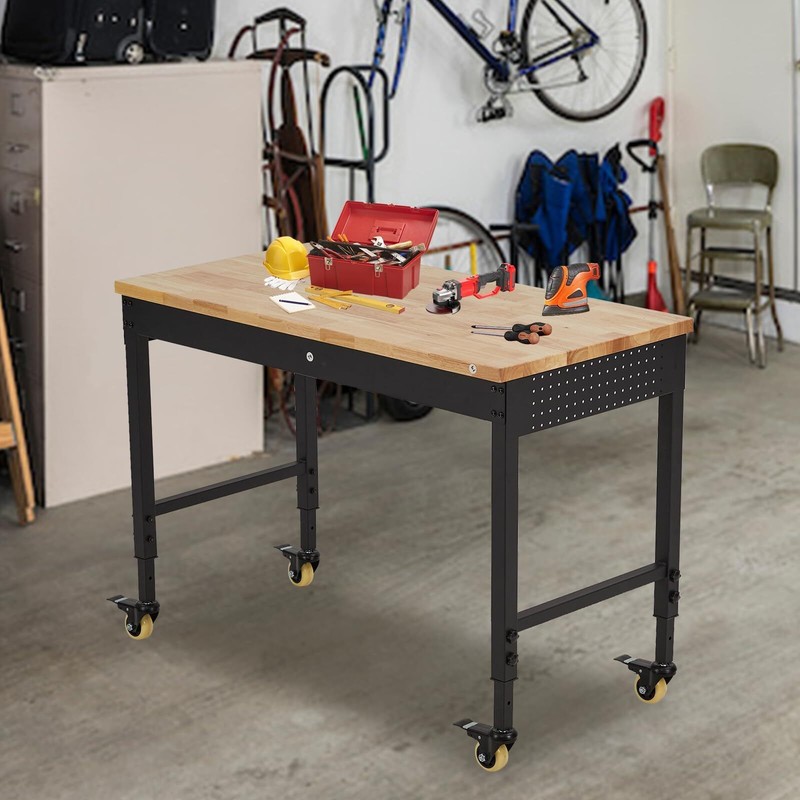 48"Adjustable Workbench Heavy Duty Work Bench ,Garage Worktable w/Power Outlet gallery
