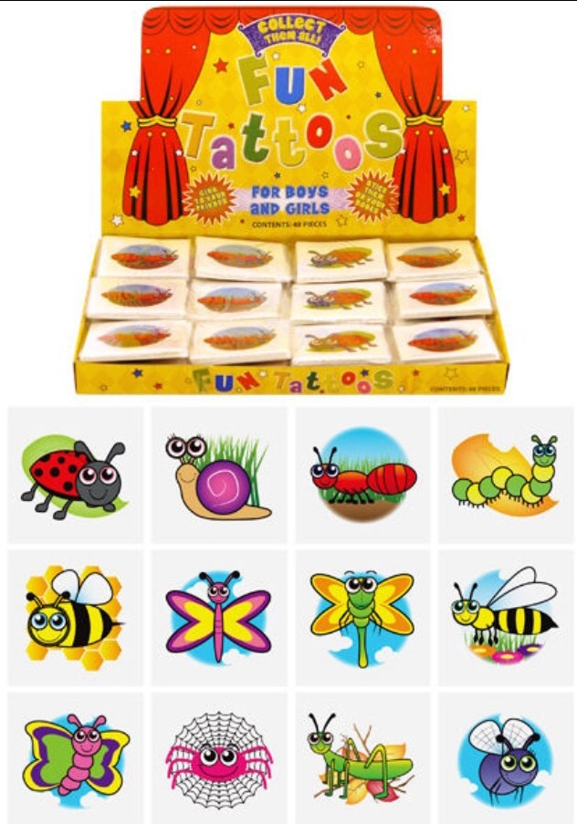 12x Mini Insect Temporary Tattoos Boys Girls Party Bag & Stocking Fillers B2GOF gallery
