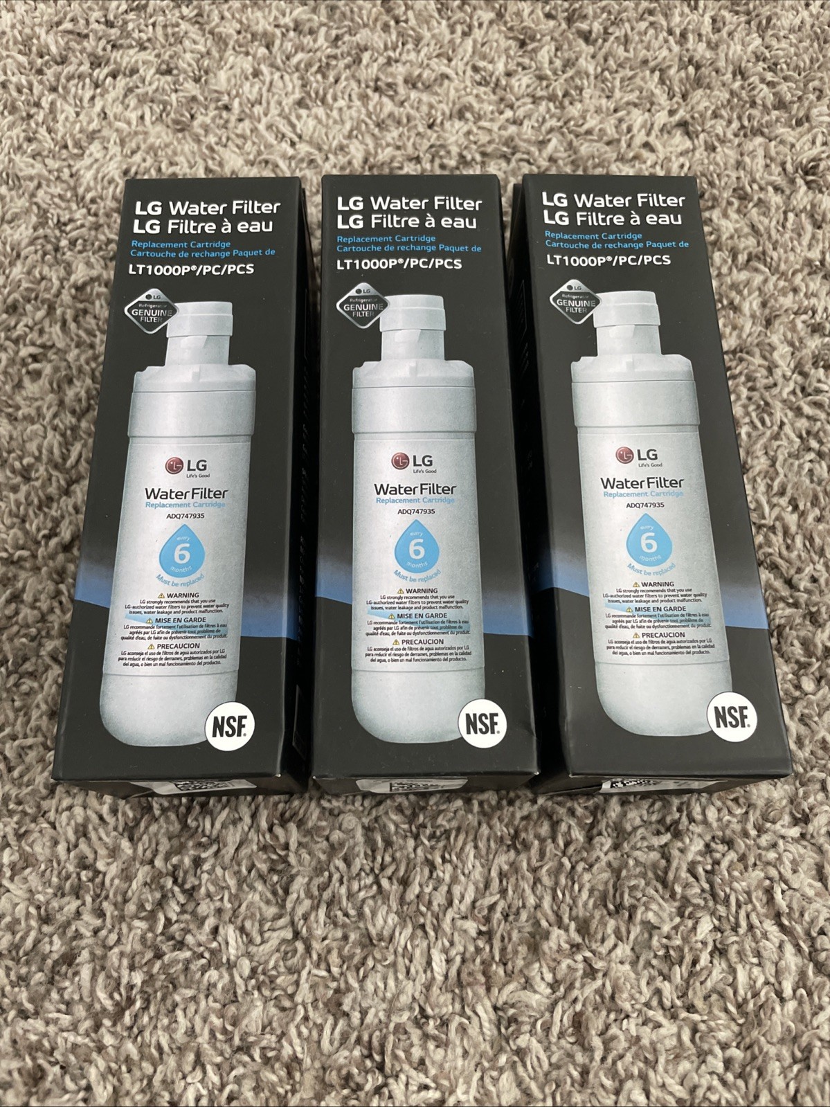 3 PACK Refresh Refrigerator Ice Water Filter For LG LT1000P ADQ747935 Brand New gallery