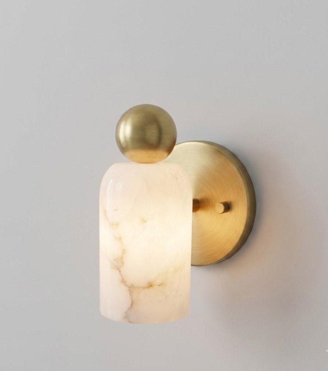Handmade Alabaster Wall Sconce, Modern Brass Wall Light, Italian Marble Wall Lam gallery