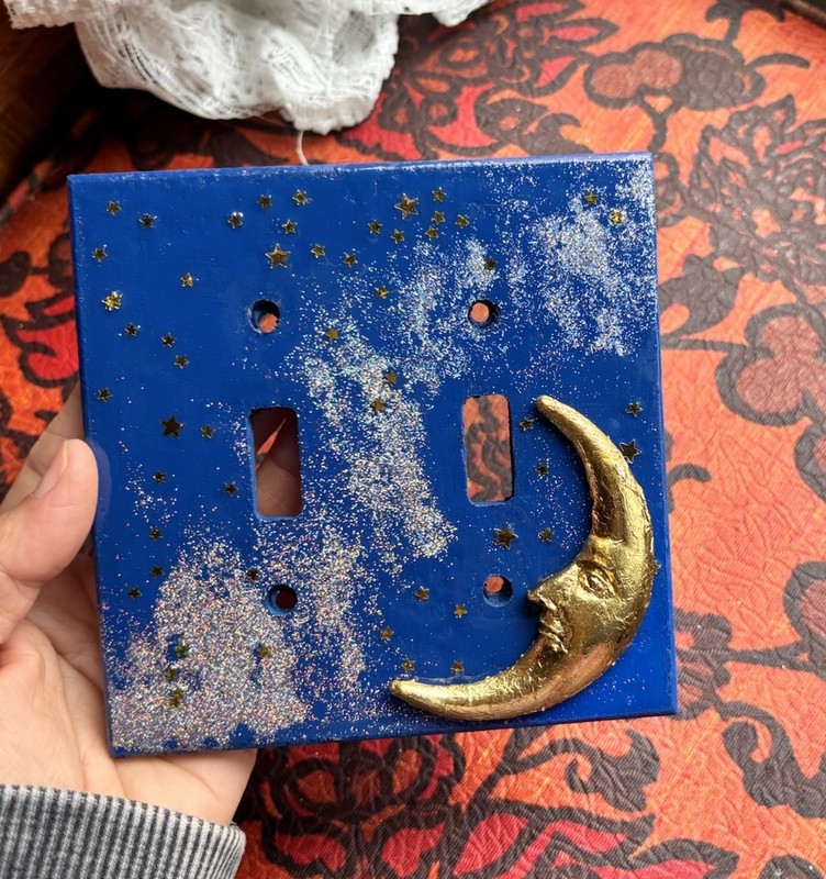 Celestial Light Switch Cover, 90s Vintage Inspired, Whimsical Moon & Star Plate gallery