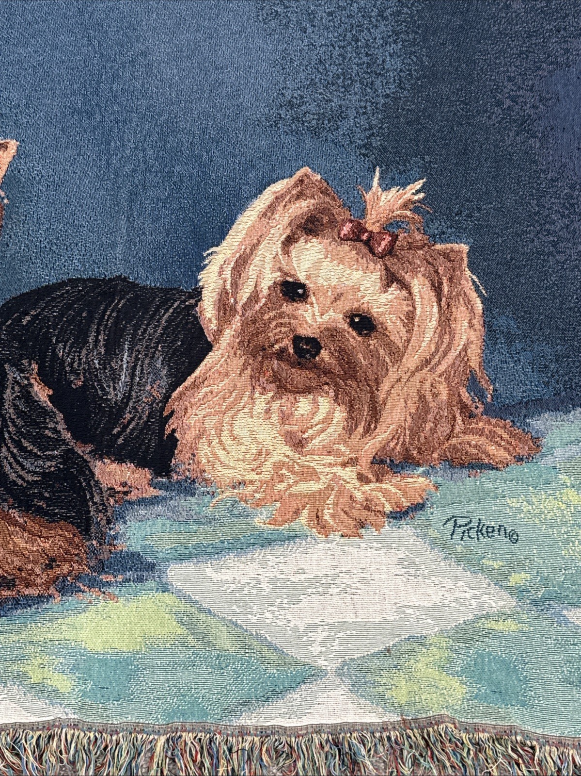 Yorkshire Terrier Yorkie Throw Blanket Artist Linda Picken Tapestry Dog 60x46" gallery