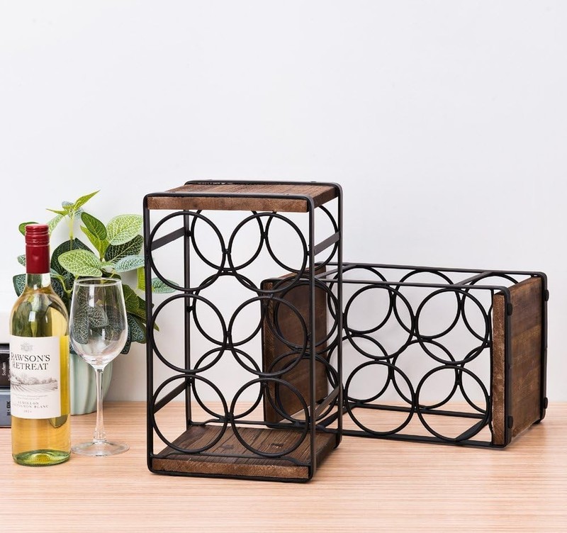 Compact Rustic Wine Rack for 6 Bottles - No Assembly, Perfect for Small Spaces gallery