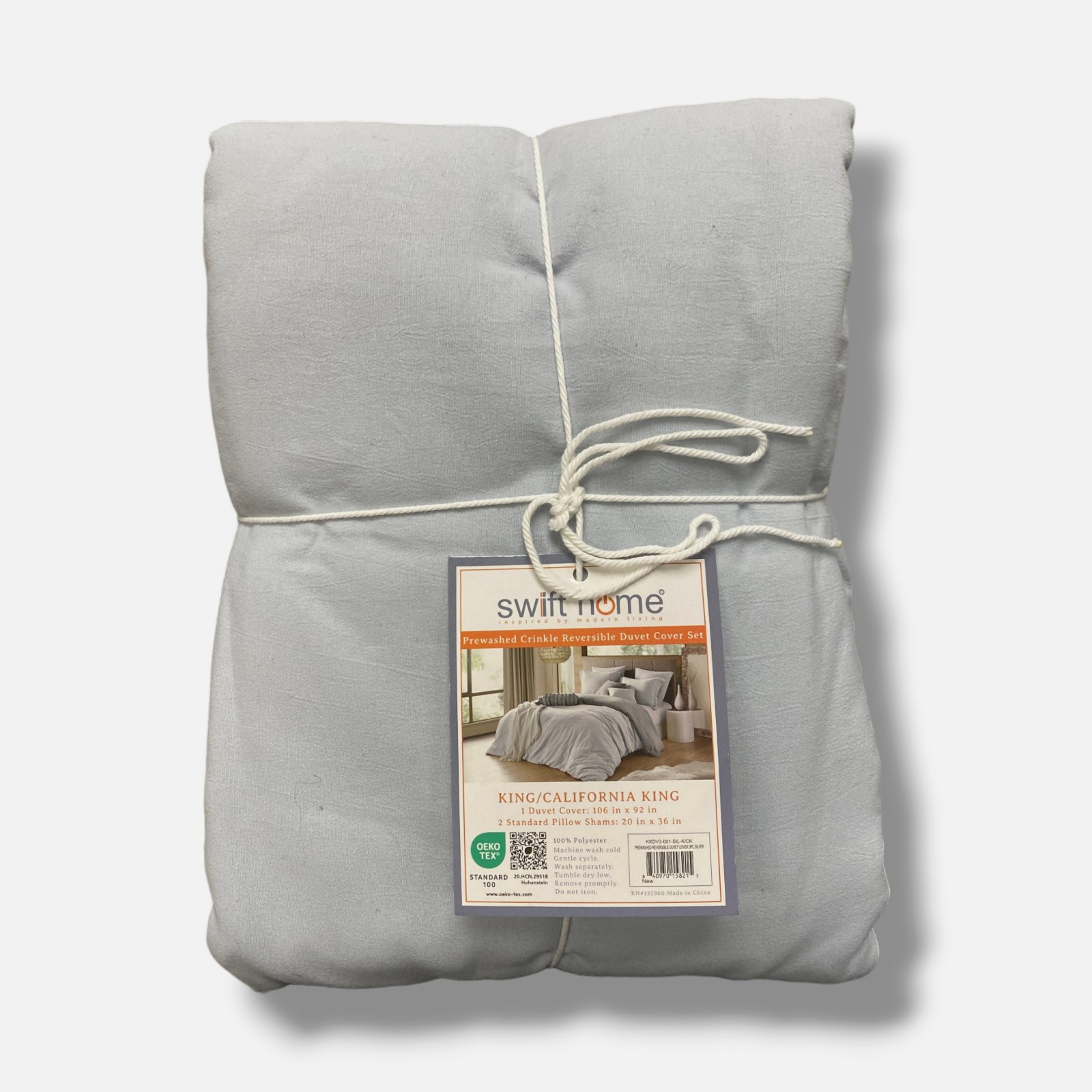 Swift Home Blue Crinkle Reversible Duvet Cover 3-Piece Set, King/Cal King gallery