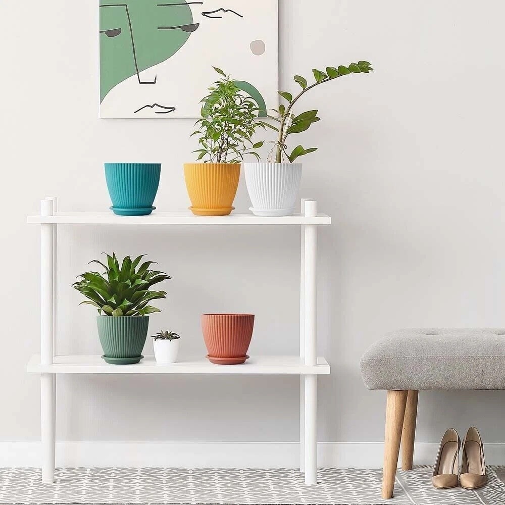 7.5 Inch Plastic Plants Pots Indoor Outdoor Garden Flowerpot 5 Colours Set of 5 gallery