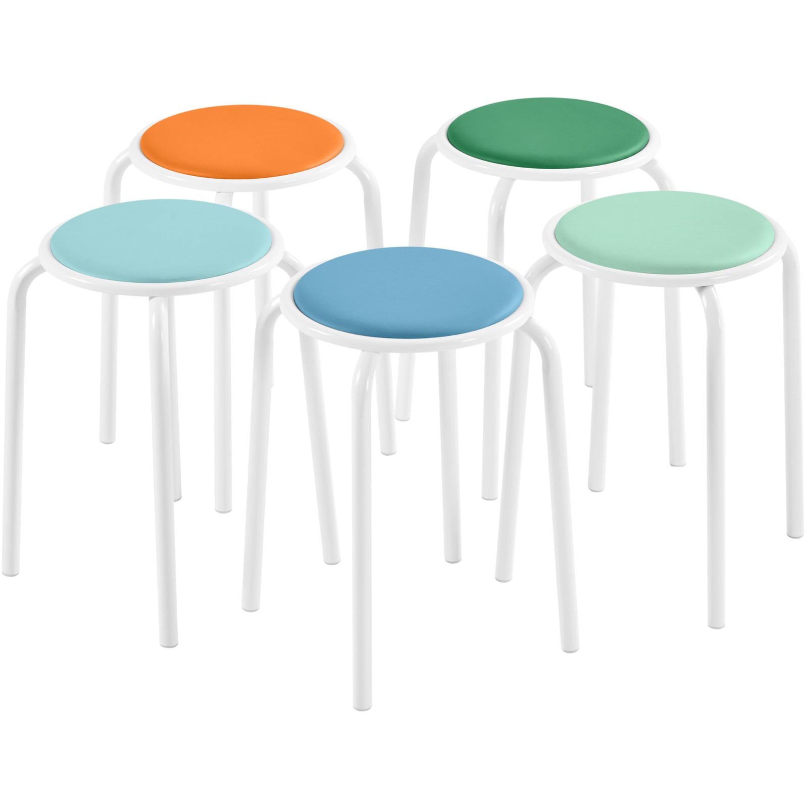 Stackable Stools Metal Leg Stools Backless Stools for Library Kitchen Home, 5Pcs gallery