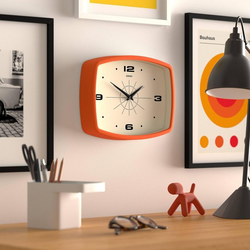 Movie Wall Clock | Rectangular Retro Clock | 10 inch | Orange | Cool gallery