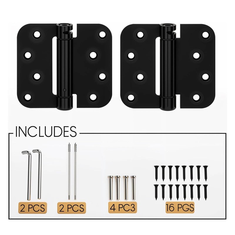 2 Pack 4x4 Inch Spring Loaded Self-closing Door Hinges Matte Black Adjustable gallery