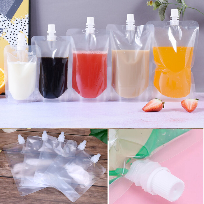 10PCS 100ml-500ml Plastic Stand-up Drink Bag Spout Pouch For Liquid Juice Milk gallery