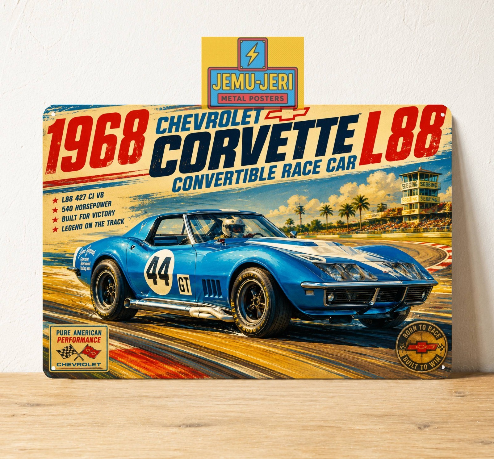 Chevrolet Corvette L88 Convertible Race Car 1968 Car Metal Sign Poster 20x30cm gallery