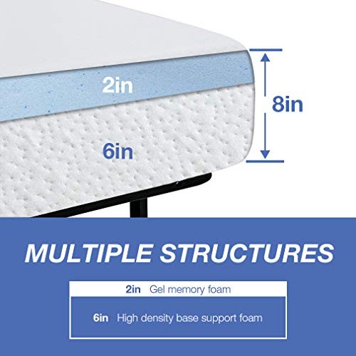 FDW | 8 Inch Queen Mattress | Medium Firm | Gel Memory Foam Mattress | White | gallery