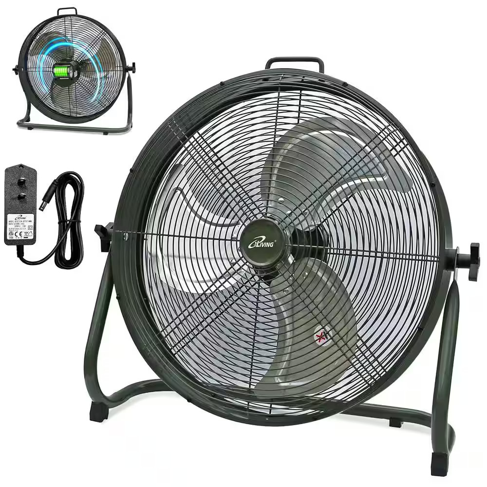 18 In. Rechargeable Battery-Operated Camping Floor Fan, High Velocity Portable O gallery