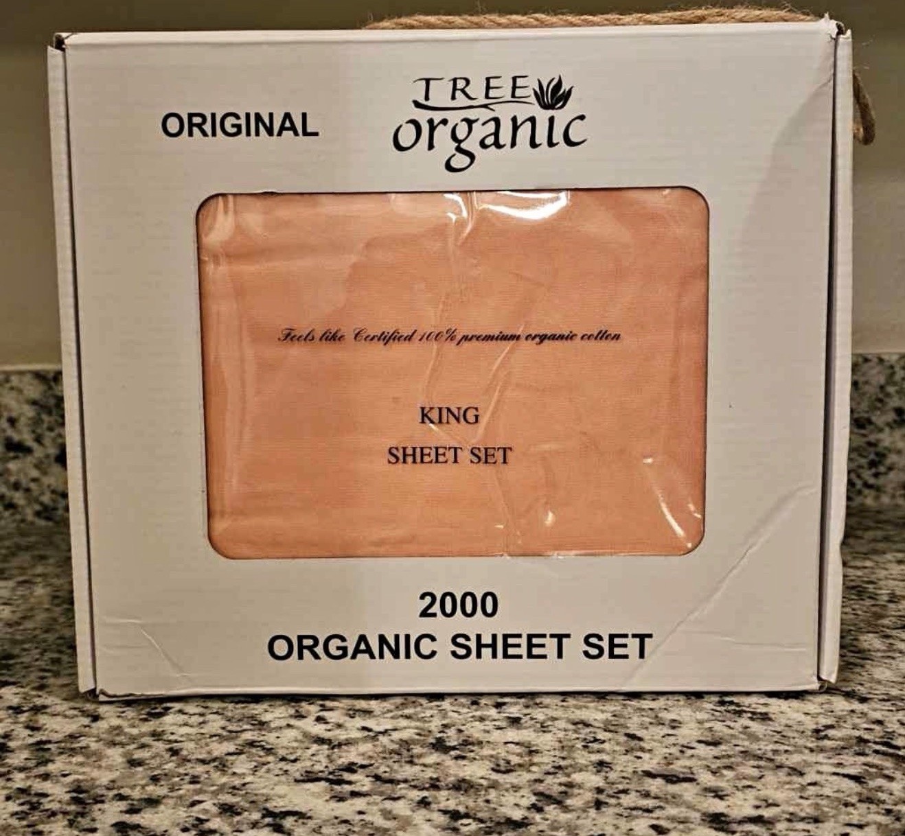 Tree Organic King Sheet Set 2000 Organic Cotton Peach Solid Bedroom Rectangular gallery