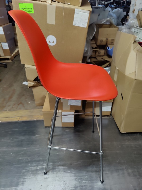 Herman Miller Eames Molded Plastic Red/Orange Counter Stool 2018 Glides gallery