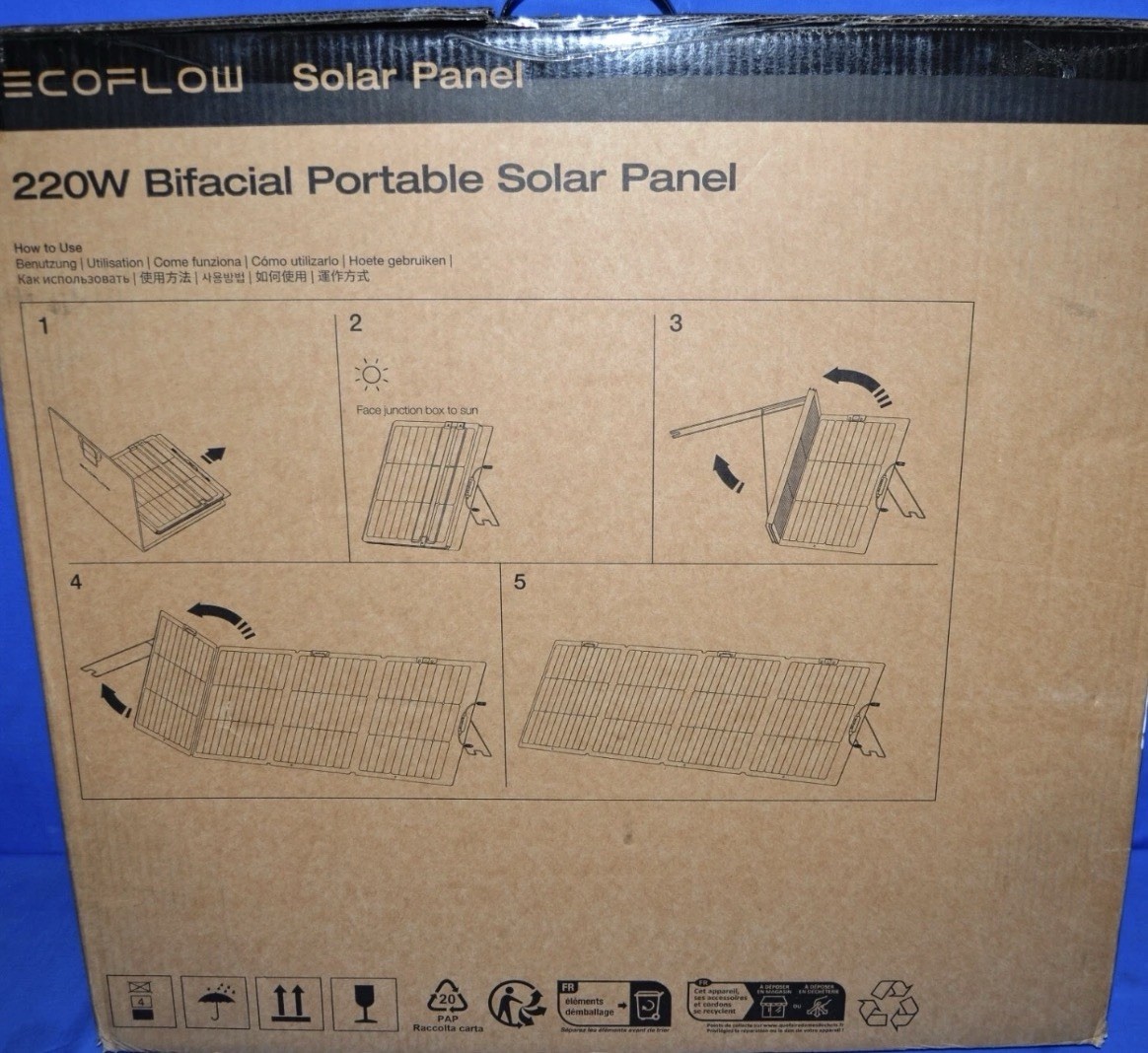 EcoFlow 220W Bifacial Foldable Portable Waterproof Solar Panel Black gallery