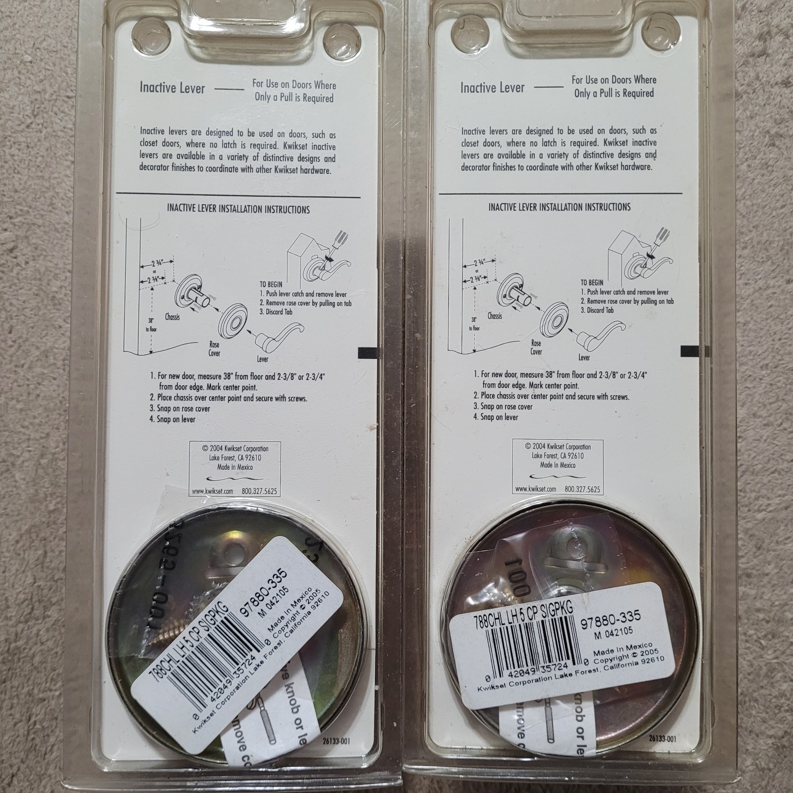 Kwikset Ultramax Inactive Bronze Lever Polished Brass Door Handle (Lot of 2) New gallery