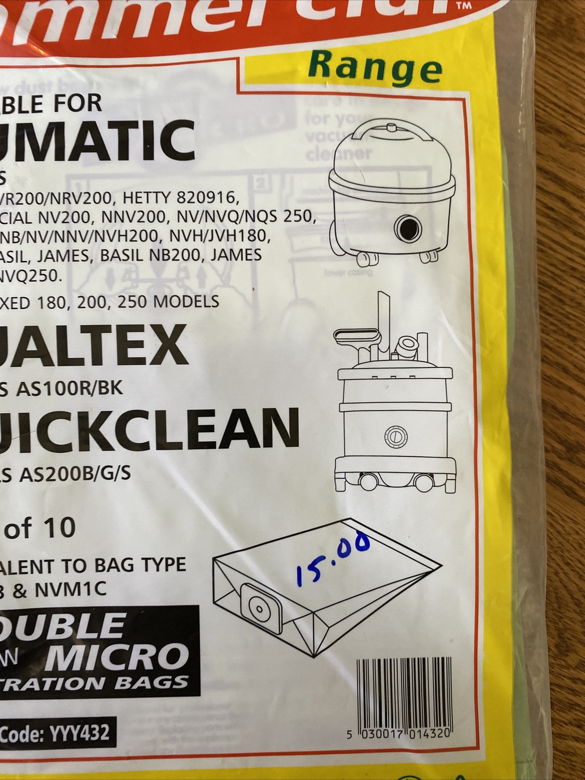 The Commercial Range Vacuum Bags Type NVM1B & NVM1C Pack Of 10 Numatic Qualtex gallery
