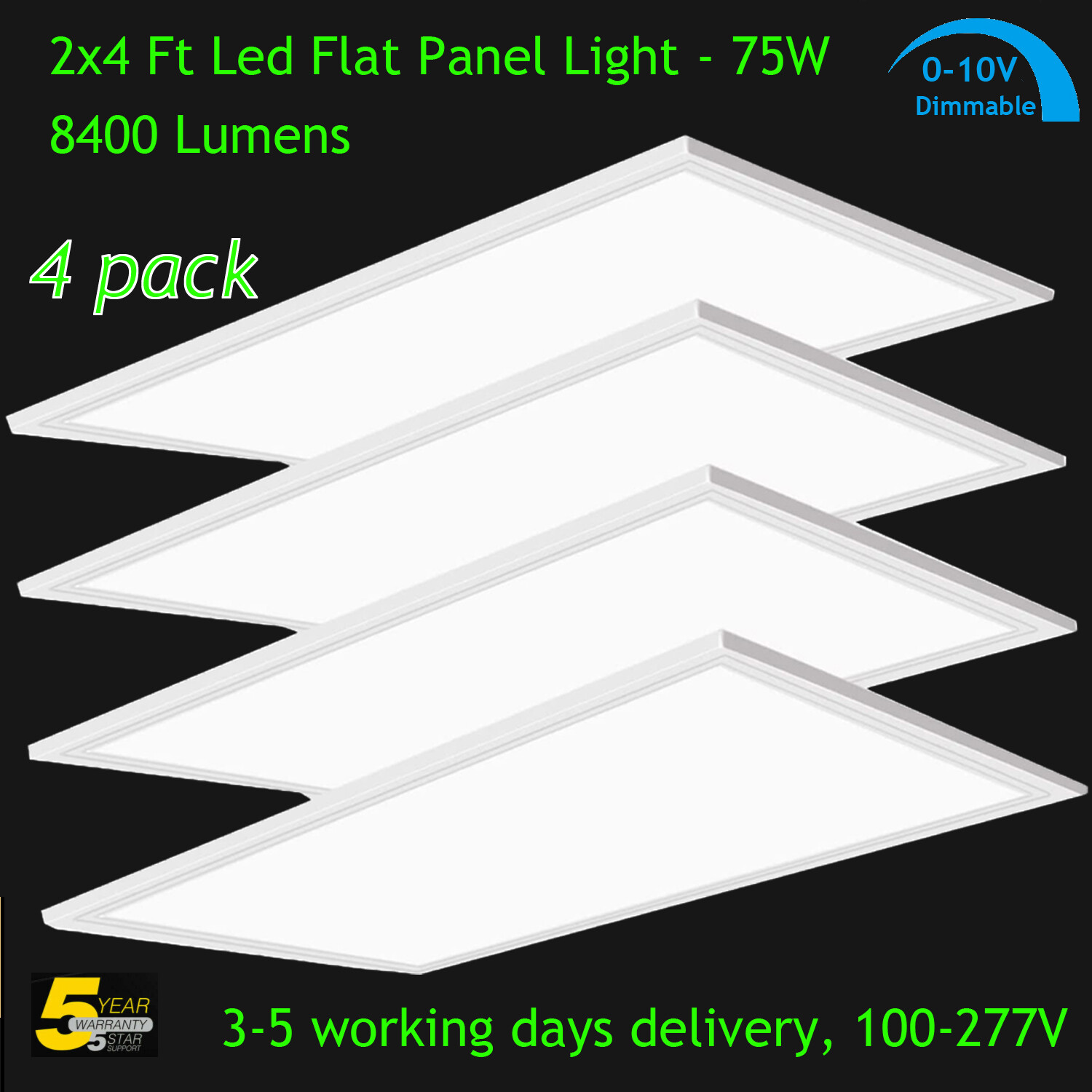 2x4 Ft LED Panel Light Drop Ceiling Flat 5000K Daylight Recessed Troffer Fixture gallery