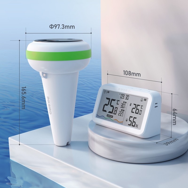 Solar Spa Floating Pool Thermometer Wireless Inkbird IBS-P03R IP68 Waterproof CF gallery
