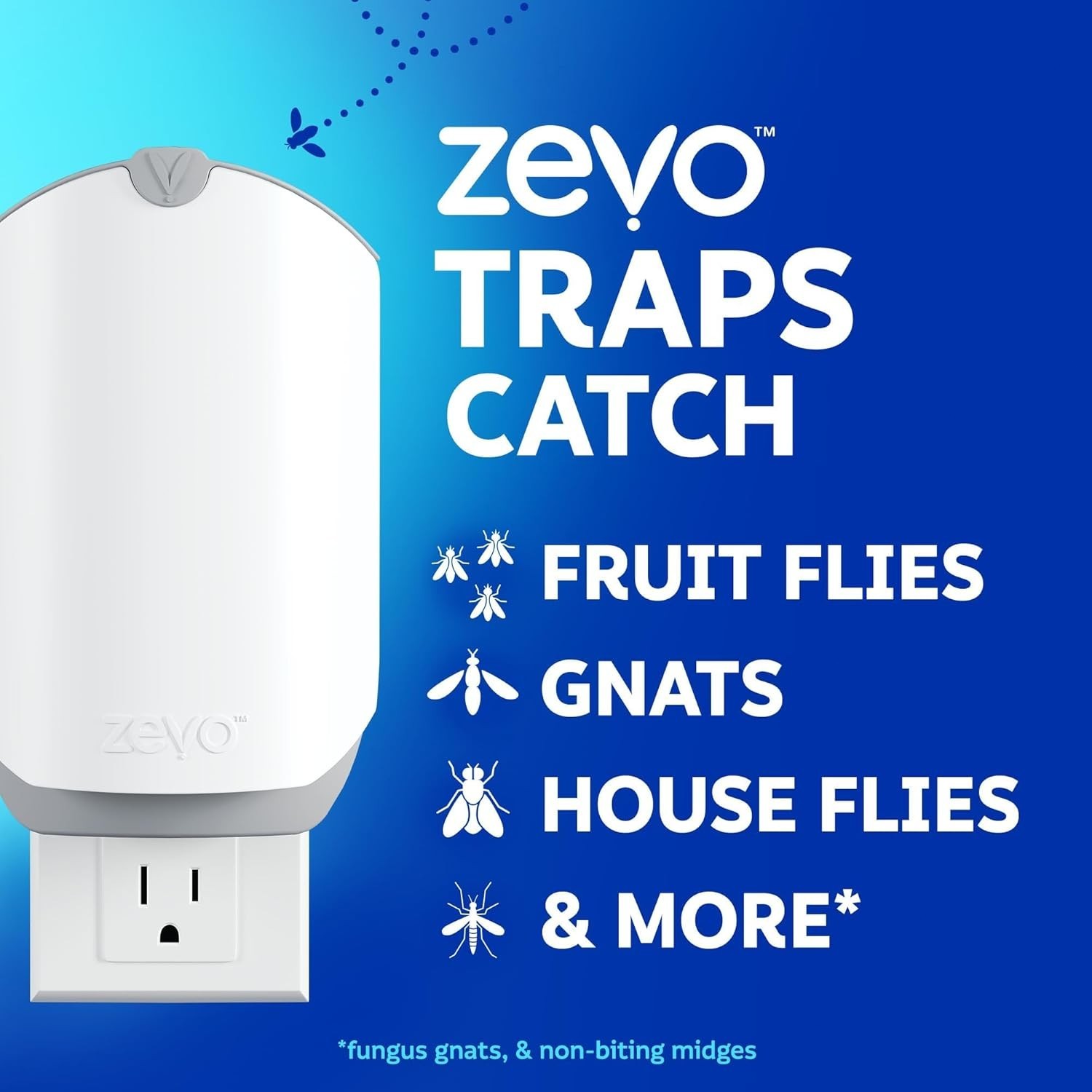 Zevo Flying Insect Trap (2 Plug-in Bases + 2 Cartridges) Featuring Blue UV Light gallery