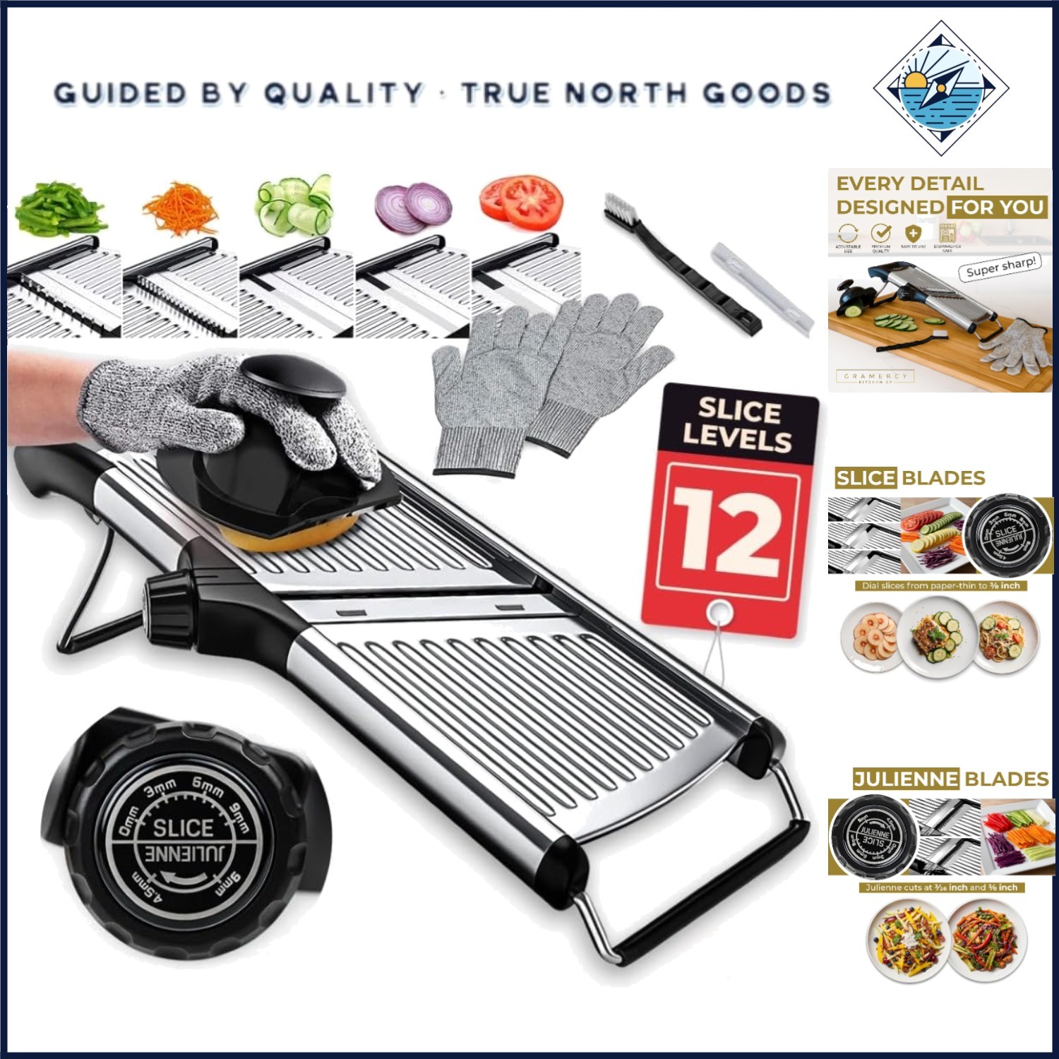 Kitchen Vegetable Slicer for Potatoes, Tomatoes, and Onions with Cleaning Brush gallery