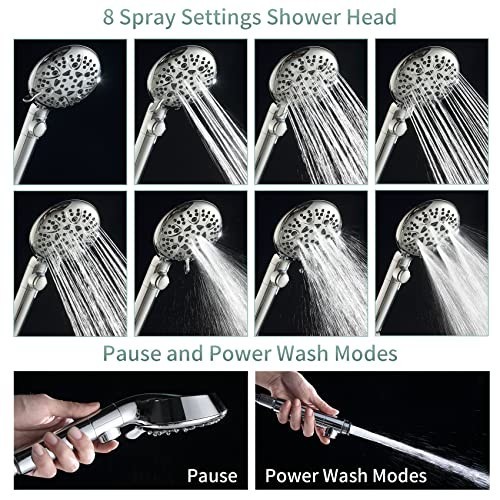 Handheld Shower Head 8 Spray Settings 79 Inch Hose High Pressure with On Off gallery
