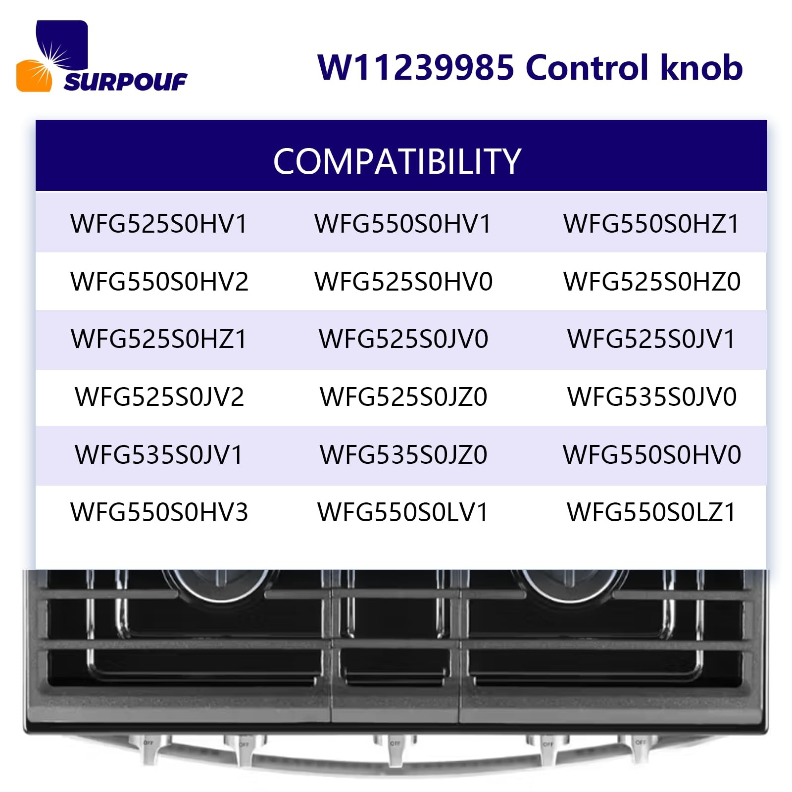 W11239985 Control Knob w10850015 Compatible With Whirlpool Gas Ranges gallery