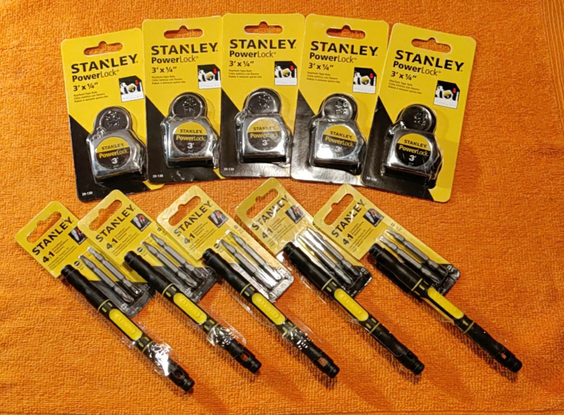 NEW 5 Stanley 39-130 PowerLock Keychain Tape Rule & 5 Screwdriver 4 in 1 66-344 gallery