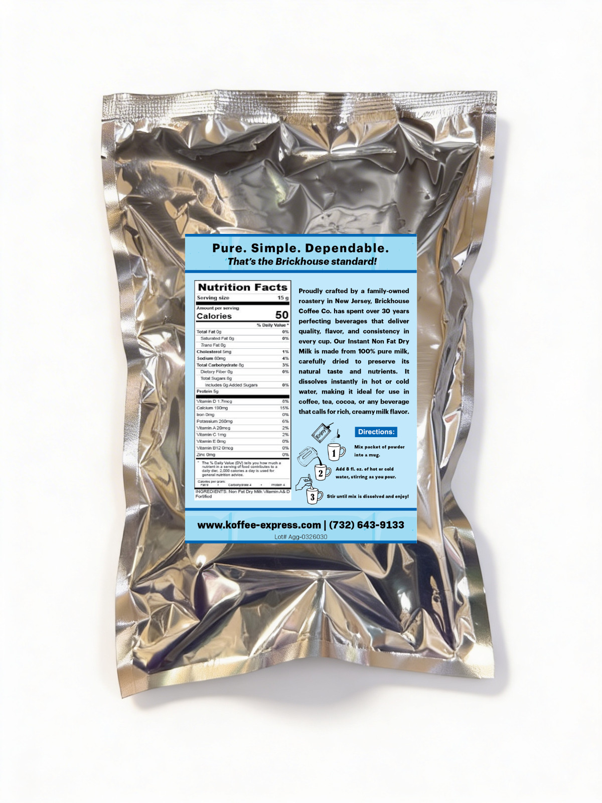 Non-Fat Dry Milk Packets, 15g Each 100 Pack, Instant Mix, Vitamin A&D Fortified gallery