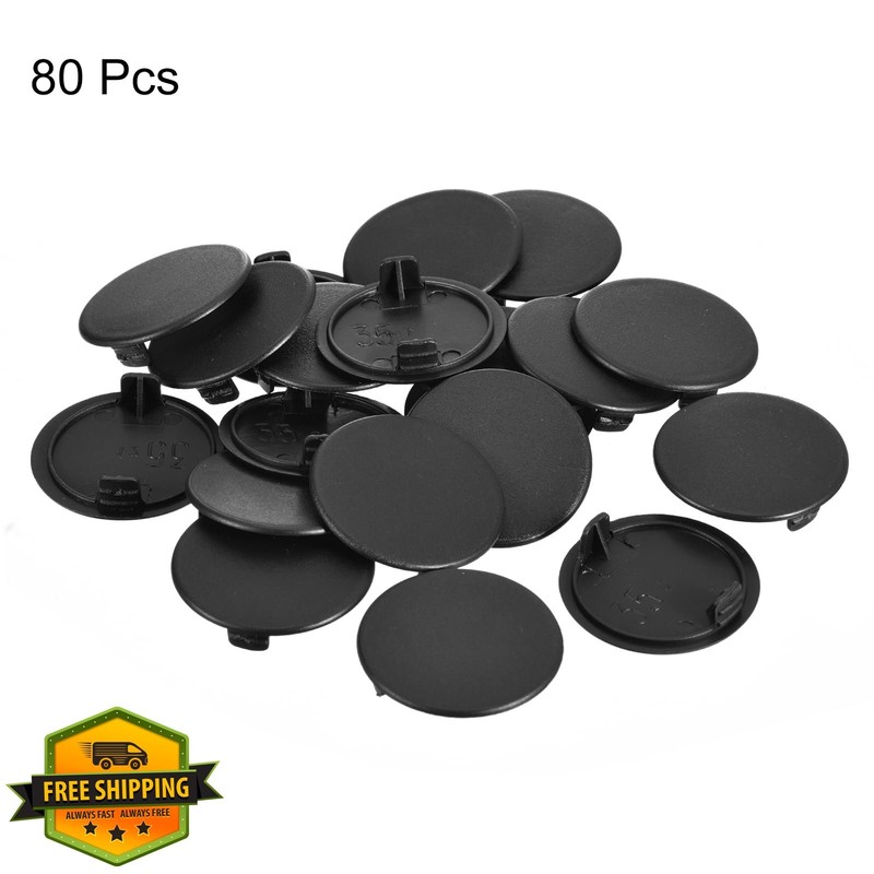 uxcell 35mm Black Hinge Hole Covers 80Pcs gallery