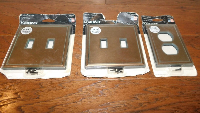 LOT 3 Somerset Double Toggle Switch Plate Duplex Bronze Patina No Visible Screws gallery