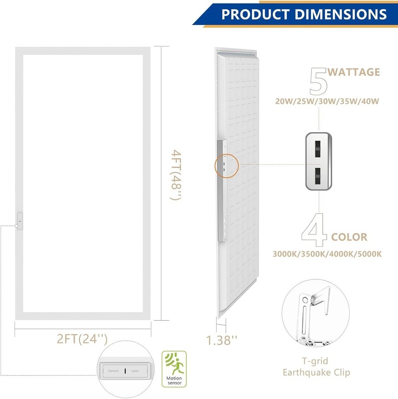 2-PACK 2x4' LED DROP CEILING Panel Light 25W/30W/35W/40W/50W 7500 Lumens 4 CCT gallery