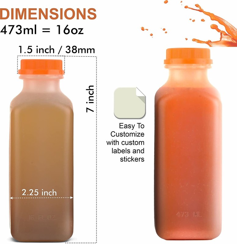 300 Pack Empty Translucent Plastic Juice Bottles with Tamper Evident Caps 16 Oz. gallery