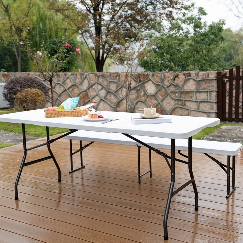 Used 4-Ft Plastic Folding Table - Ideal for Indoor/Outdoor Dining & Party Use gallery