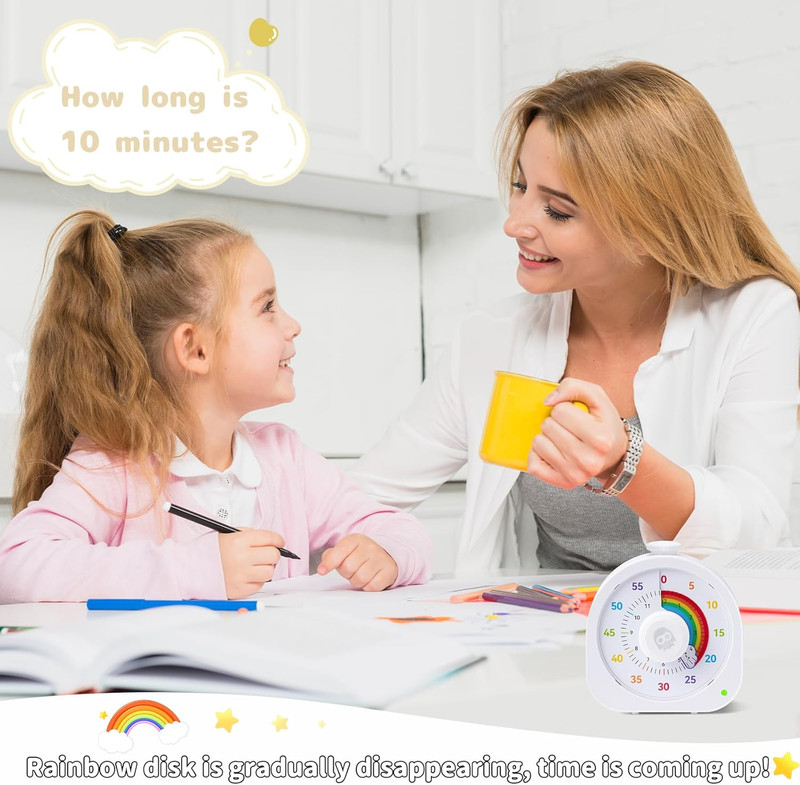 Visual Timer for Kids – 60Min/12H Rainbow Magnetic Timer for Classroom, Recharge gallery