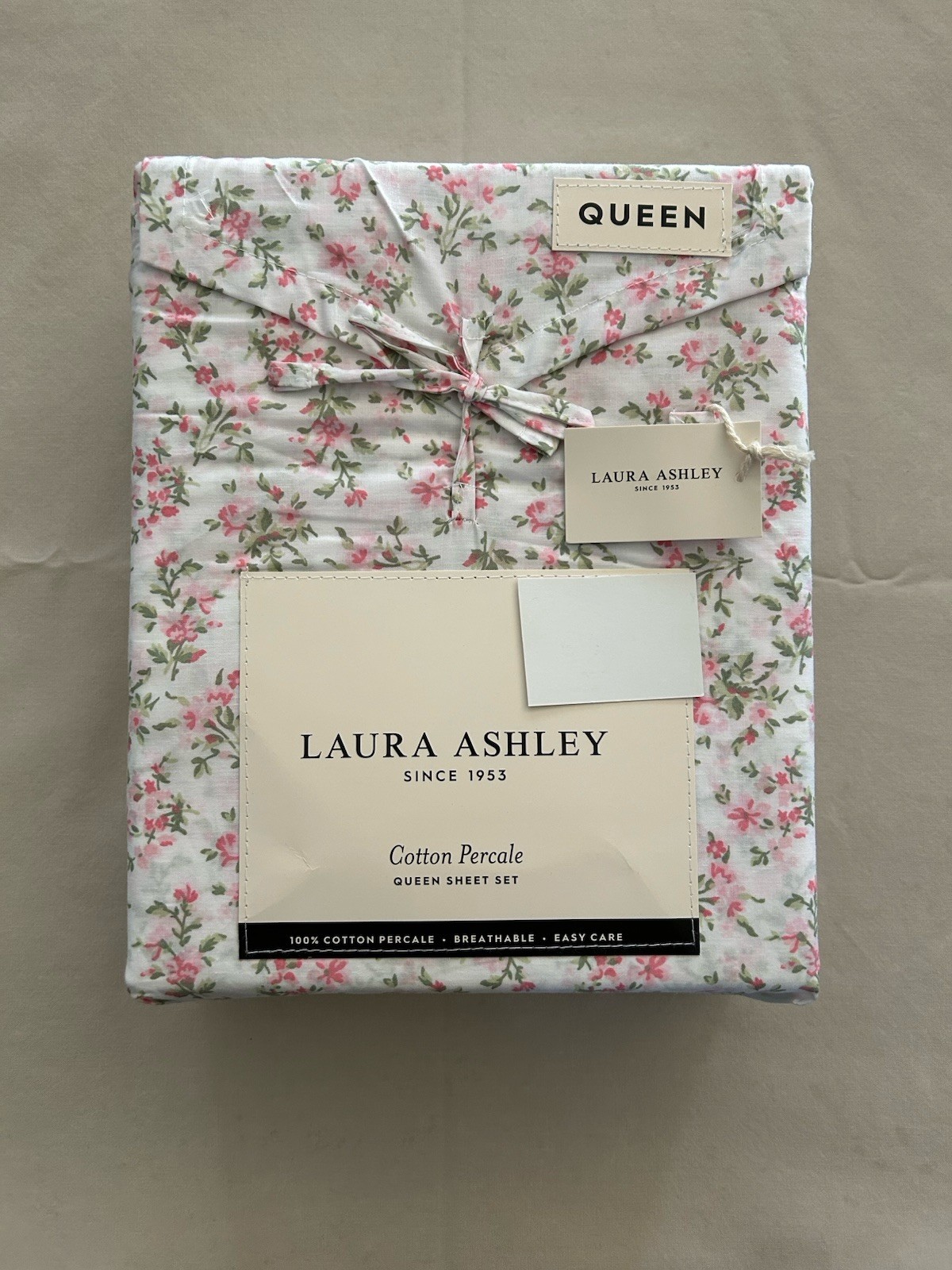 NEW 4pc Laura Ashley Queen Sheet Set Cottage Floral DIANES DITSY PINK & Green gallery