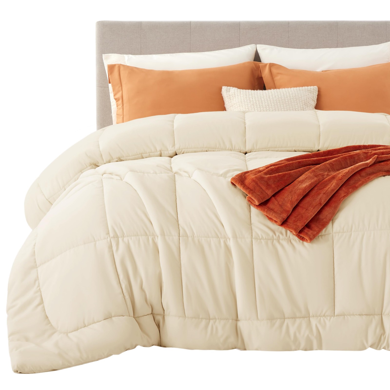 Comforter King Size 90 x 102 Inches Quilted Down Alternative Cream Bedsure Duvet gallery