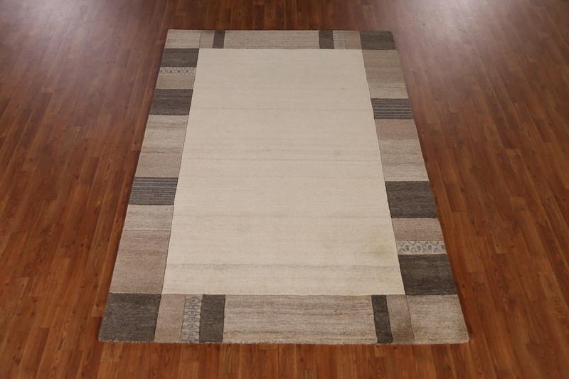 Bordered Eye-catching Gabbeh Area Rug Hand-tufted Wool 5x8 ft gallery