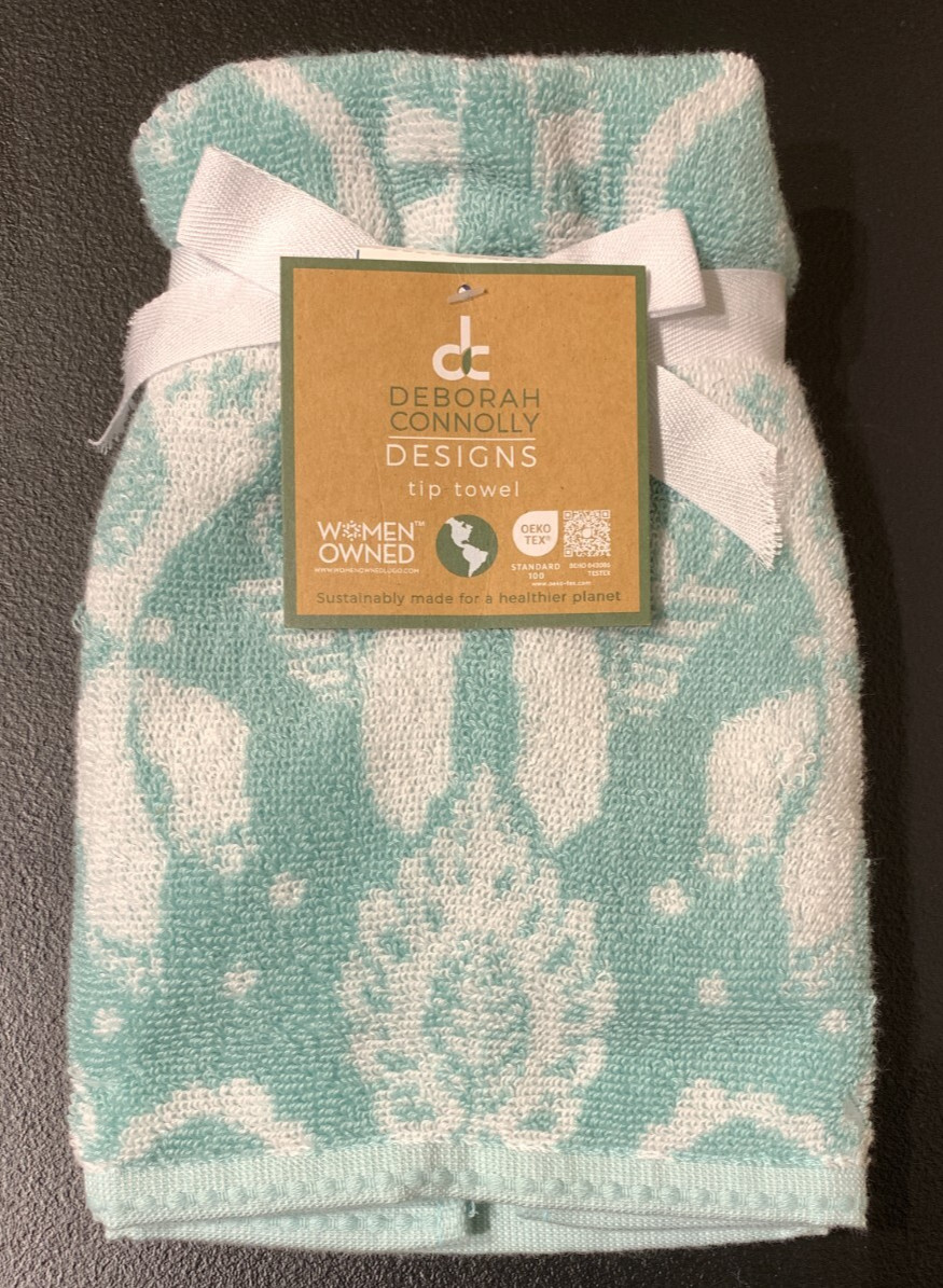 NWT 2-PK DEBORAH CONNOLLY Tip Towels Floral Green/White 11 in x 18 in gallery