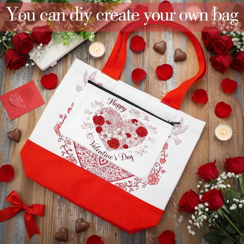 24 Pcs Canvas Tote Bag Bulk with Makeup Bag 13 x 15 Inches Medium 10 oz Light... gallery