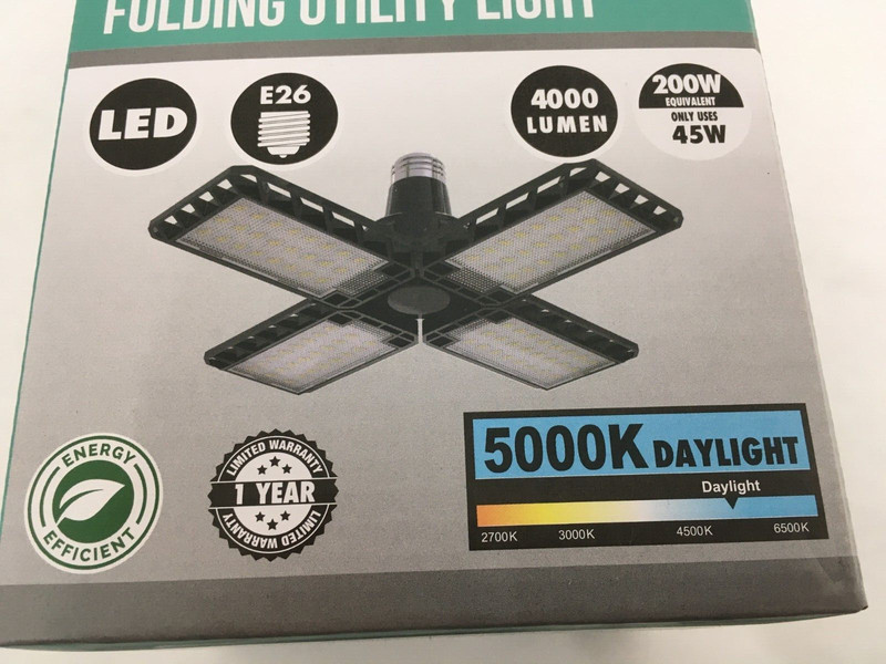 NEW 4-Panel Adjustable Utility Light 200W E26 LED 5000K Non-Dimmable 4000 Lumens gallery